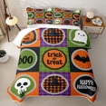 thumbnail image 2 of Feelyou Cartoon Ghost Quilt King, Spooky Halloween Bat King Coverlet Set, Orange Black, 3pcs, 1 Comforter and 2 Pillowcases, 2 of 7