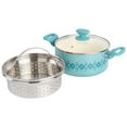 thumbnail image 2 of Spice By Tia Mowry Savory Saffron 5 Quart Ceramic Nonstick Aluminum Dutch Oven with Lid and Steamer in Mint, 2 of 7