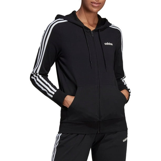 adidas Women's Essentials 3-Stripes Jersey Full Zip Hoodie - Walmart.com
