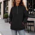 thumbnail image 5 of Inverlee Half Zip Stand Collar Sweatshirts for Women Long Sleeve Raglan Pullovers Side Pocket Solid Casual Loose Fit Tops Black S-XXL, 5 of 9