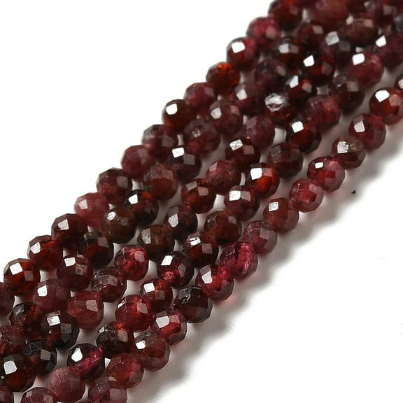 Natural Garnet Beads Strands Faceted Round 3~3.5mm Hole: 0.6mm about 130pcs/strand 38cm