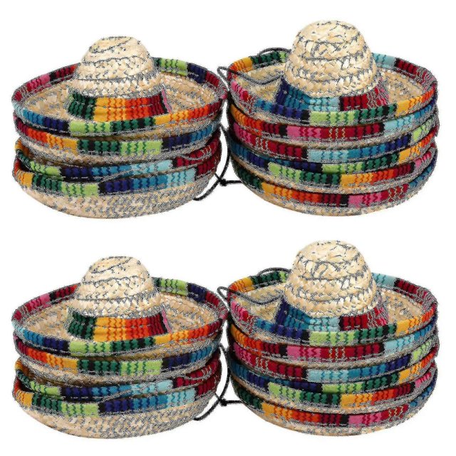 20pcs Natural Straw Mexican Hat Mini Sombrero Baby Shower Birthday Party Decoration Tabletop Party Banmo