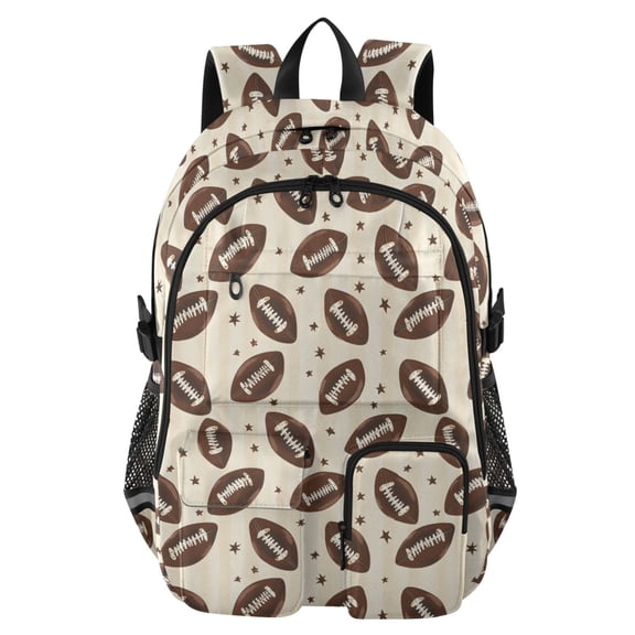 DIXRUYEE Football Pattern Backpack for School 14”Laptop Compatible with Reflective Safety Strips