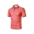 thumbnail image 3 of LilyLLL Mens Printed Short Sleeve Golf Shirt Pique Tipped T-shirt Tops, 3 of 5