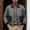 Gray, variant on Men's Contrast Faux Leather Collar Wool Blend Bomber Jacket Zip Up Dual Flap Pockets Ribbed Cuff Hem Retro Street Casual Outerwear Brown XL