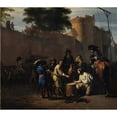thumbnail image 3 of Jan Van Huchtenburg 14x12 Black Modern Framed Museum Art Print Titled - Casting the Dice for Life or Death (1680 - 1720), 3 of 5