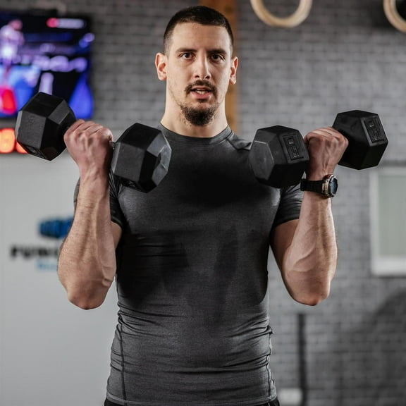 Demifill 2 x 15lbs Dumbbell Set of 2 Rubber Weights Exercise Fitness Dumbbell with Non-Slip Handles Anti-roll for Women or Men Home Gym Workout