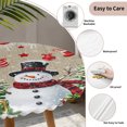 thumbnail image 3 of Rustic Christmas Snowman Round Tablecloth for 55-60 Inch Tables,Fitted Table Cover with Elastic Edge,Xmas Balls Stocking Tree Gifts Waterproof Outdoor Table Cloth Protector for Patio Garden Dinner, 3 of 9
