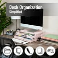 thumbnail image 2 of Mind Reader Mesh Monitor Stand with Storage Drawer, Ventilated Laptop Riser and Desktop Organizer, Office, Metal Mesh, Pink, 2 of 7