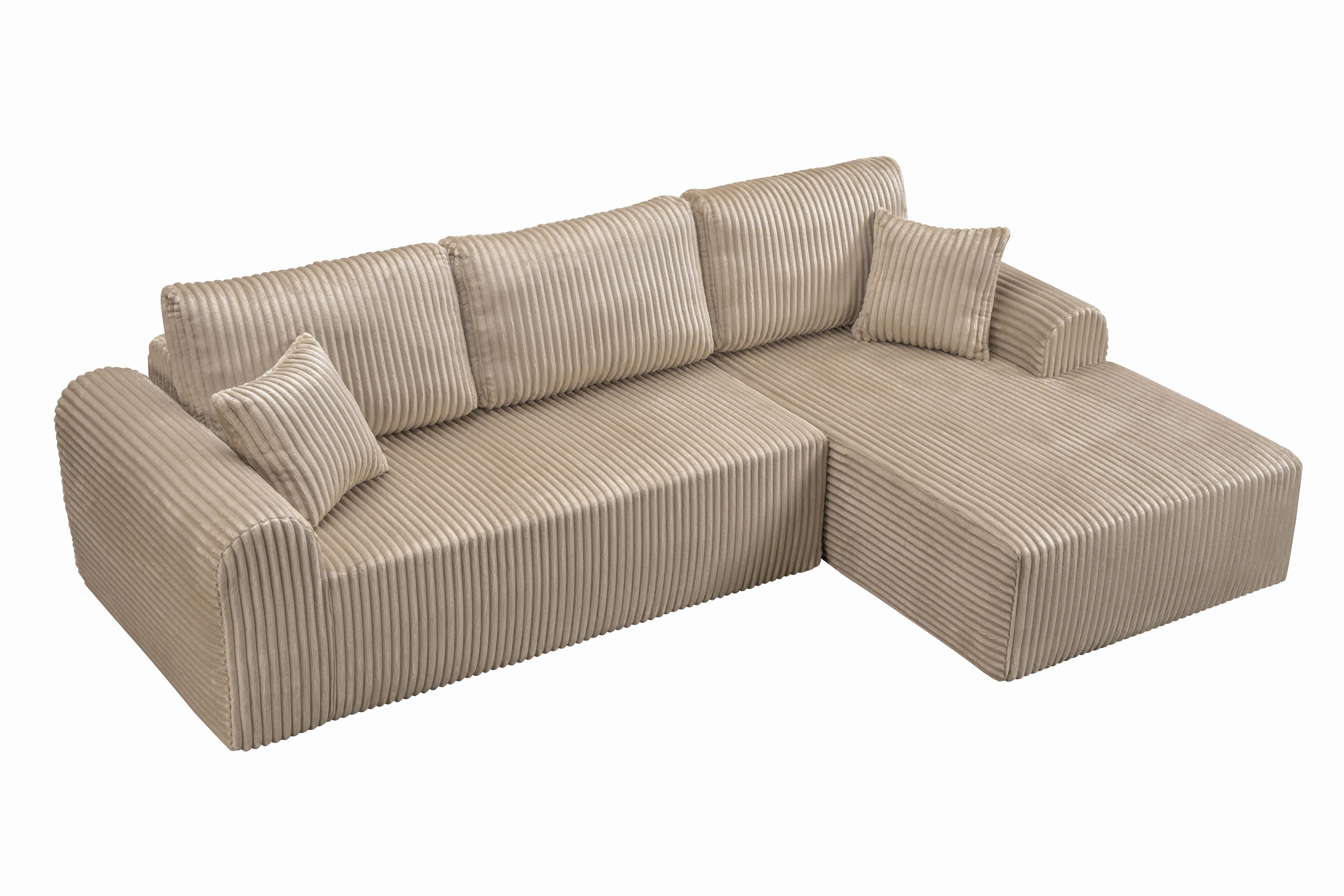 Shikeyi 109" Cloud Modular Sectional Sofa Couch with L-Shape Chaise,Modern Minimalist Upholstered Boneless Couches for Living Room Bedroom, Camel