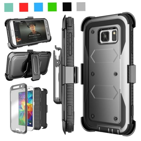Galaxy S7 Case, [Built-in Screen Protector] Shock Absorbing Holster Locking Belt Clip Defender Heavy Case Cover For Samsung Galaxy S7 S VII G930 GS7 All Carriers Njjex [New