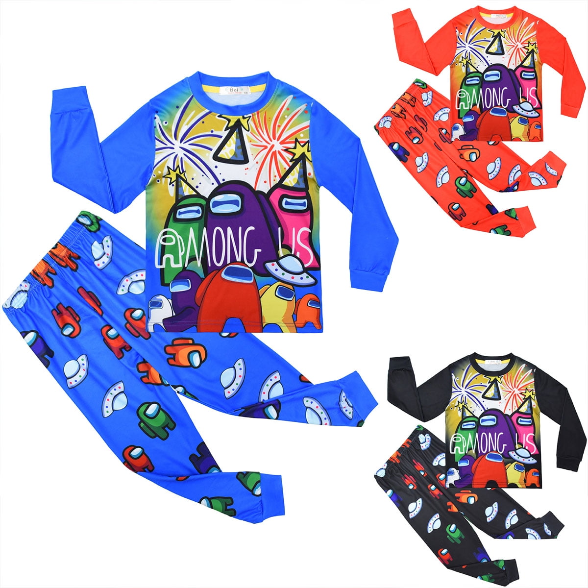 Boys Among Us Long Sleeve Pajamas Childrens Game Role Print PJs Set Kids Sleepwear 2 Piece Sets Black Walmart