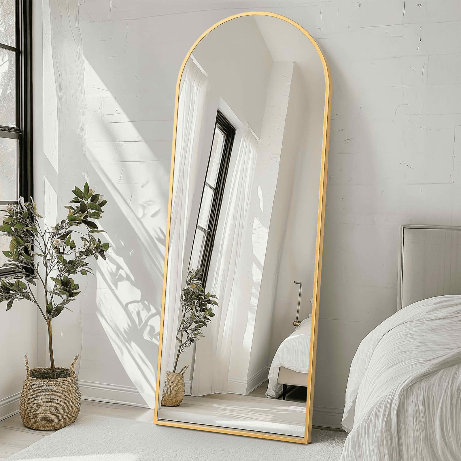 MAYEERTY 71 X 26 Inch Arched Full Length Mirror, Standing Hanging Leaning Wall Mirror
