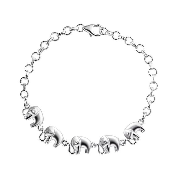 Elephant Charm Bracelets in 925 Sterling Silver Bracelets for Women - Adjustable Link Cute Animals Jewelry Birthday Wedding Anniversary Engagement Christmas Gifts for Women - Size 7.25 Inches