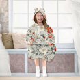 thumbnail image 7 of FORMRS Wearable Blanket Hoodie with Sleeves for Kids Cozy Flannel Sweatshirt, Red and White Floral Pattern, 7 of 7