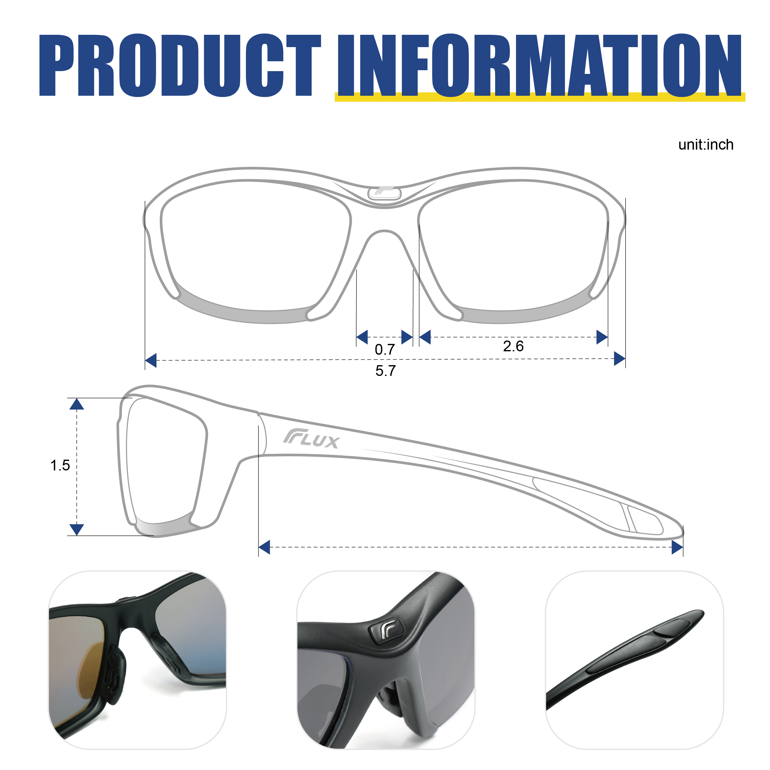 Flux SPORTECH Polarized Sunglasses for Men & Women UV400 Lightweight TR90 Frame, Non-Slip Nosebridge and Temples