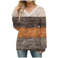 thumbnail image 6 of Womens Plus Size Fall Clothes, Long Sleeve Shirts for Women Fashion Loose Fit Striped Printed V Neck T-Shirts, 6 of 6