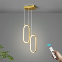 Gold Kitchen Pendant Light LED Oval Chandelier 2 Rings Pendant Light Fixture for Kitchen Island Dining Room Living Room Bedroom