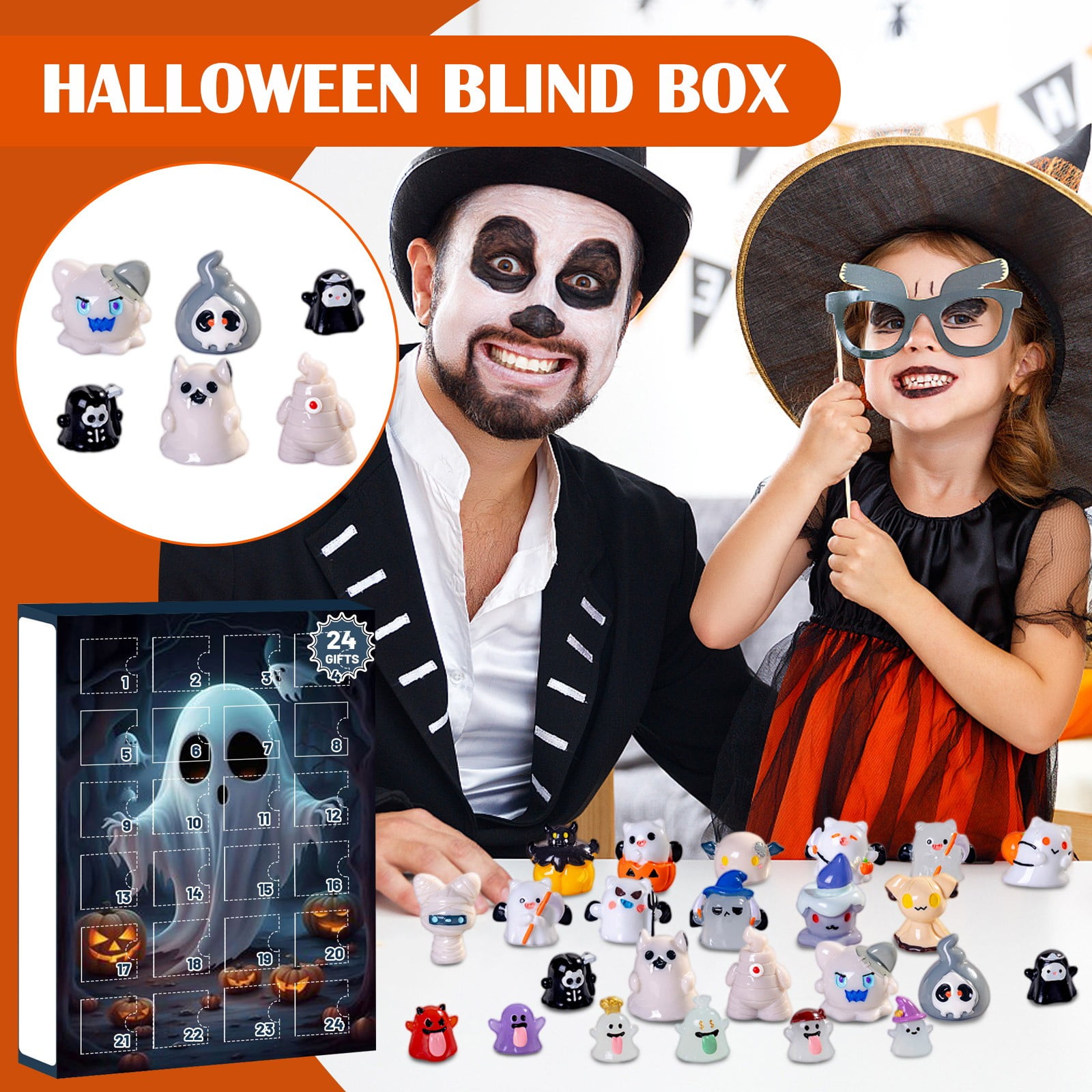 Halloween Advent Calendar 24 Pieces Spooky Holiday Mystery Box with Gothic Room Ornaments Halloween Party Favors Set for Teens and Adult Collectors