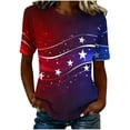 thumbnail image 5 of 4th of July Patriotic T-Shirts Women American Flag Print Casual Short Sleeve Tee Tops, 5 of 6