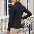 thumbnail image 6 of Womens Button Down Blouse Fitted Stretch Long Sleeve Notch Collar Office Work Dress Shirts Business Casual Top (XL, Black), 6 of 7