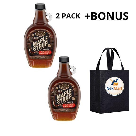 Private Selection Maple Syrup 100% Pure Grade A Dark Color Robust Taste 12 Fl Oz , 2 Pack