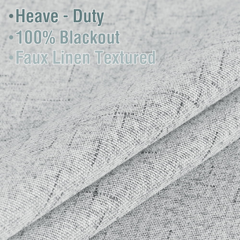 H.VERSAILTEX Physical 100% Blackout Curtains for Bedroom, Burlap Fabric Curtains Full Blackout Living Room Curtains (2 Panels, 52" x 63", Glacier Gray)