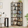 thumbnail image 5 of Tribesigns 7-Tier Tall Corner Bookshelf, Industrial Display Storage Rack for Home Office, Rustic Brown, 5 of 8