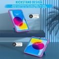 thumbnail image 5 of SaniMore Hybird Case for iPad 10th Generation 10.9" 2022, Rugged Heavy Duty Protective Case Hidden Kickstand Dual Angle Stand Shockproof Anti-drop for iPad 10th Generation 2022, Rose+Blue, 5 of 10