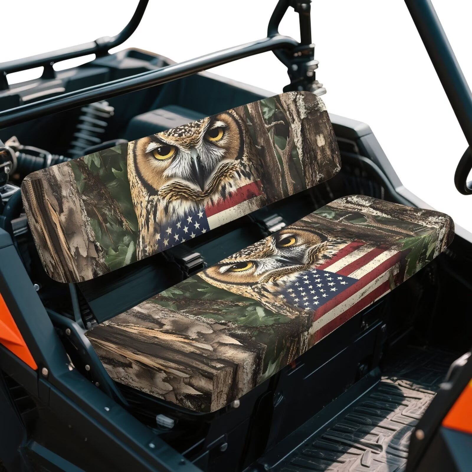 Uorisanigo Mule Seat Cover Anti-Slip American Flag Owl Camo Hunting UTV Front Bench Seat Cover Fit for Kawasaki Mule 3010 UTV Pioneer Seats Accessories Seats Cushion for All Seasons