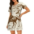 thumbnail image 1 of Saiise Western Desert Cowboys1 Motif Chemise de Nuit à Manches Courtes pour Femmes Col Rond Mignonne Robe de Nuit à Volants Nuisette Confortable, 1 of 6