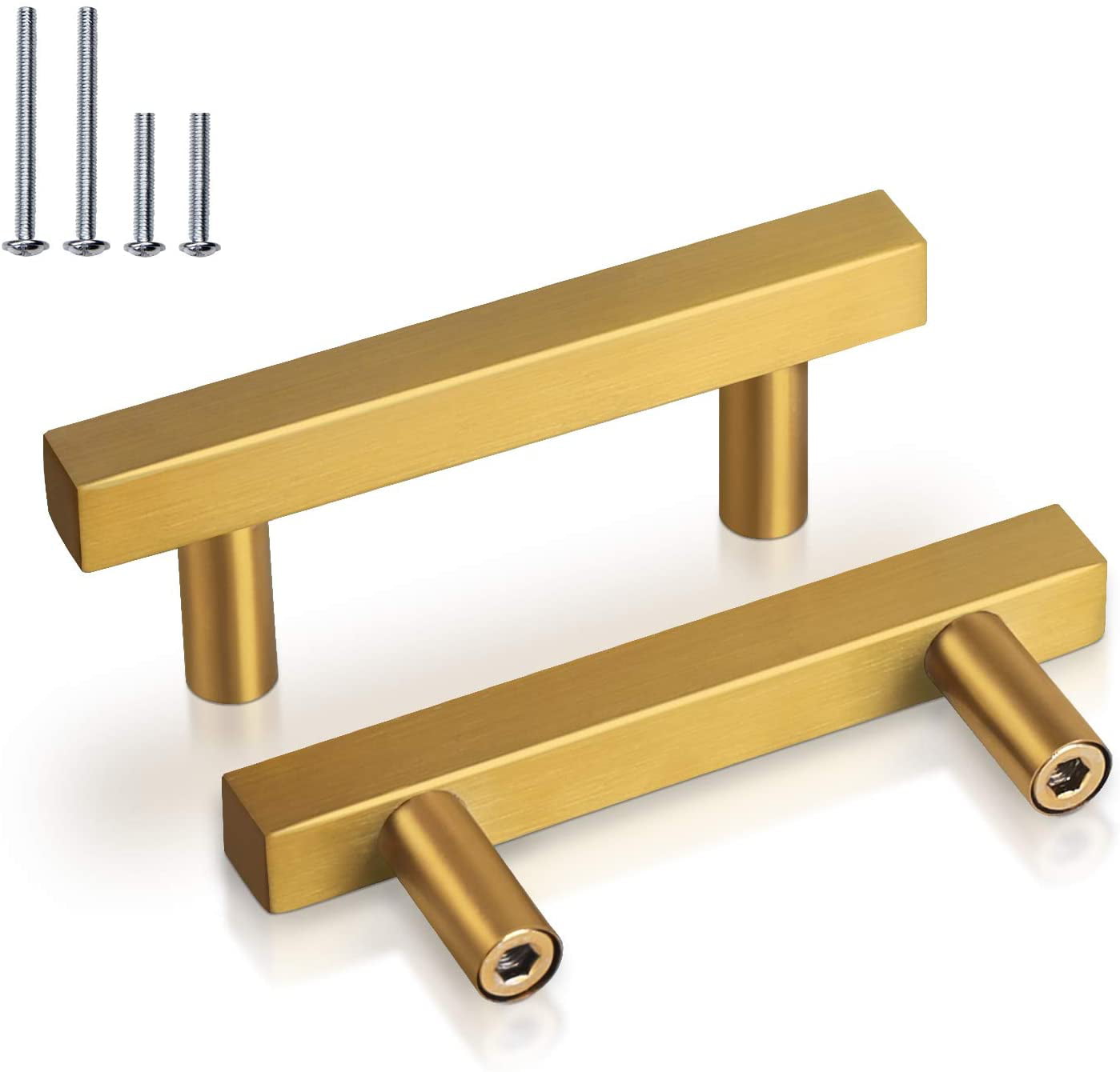 5 Pack Goldenwarm Gold Cabinet Pulls Brass Kitchen Hardware 2-1/2 Inch Drawer Pu