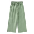 thumbnail image 5 of Holzkary Linen Sets for Women 2 Piece Retro Plus Size Linen Shirt Set Loose Pants 2 Piece Outfits Sets Button Down Long Sleeve Shirts and Long Pants Summer Casual Vacation Loungewear Green M, 5 of 6