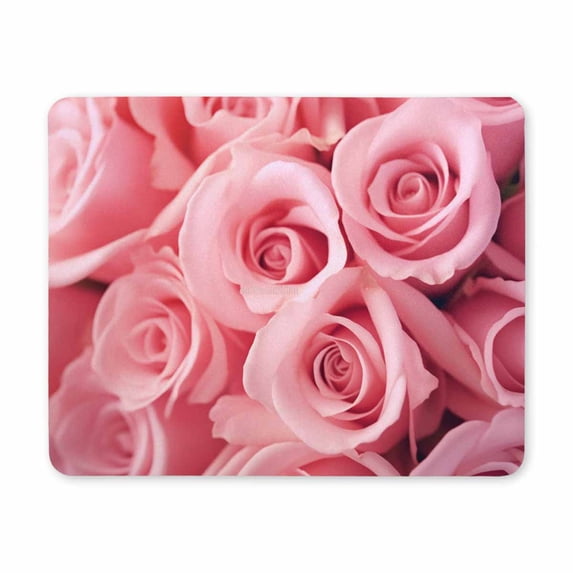 Pink Rose Mouse Pad,Cute Floral Mouse pad,Custom Small Mouse Pads with Designs,Portable Office Non-Slip Rubber Base Wireless Mouse Pad for Laptop