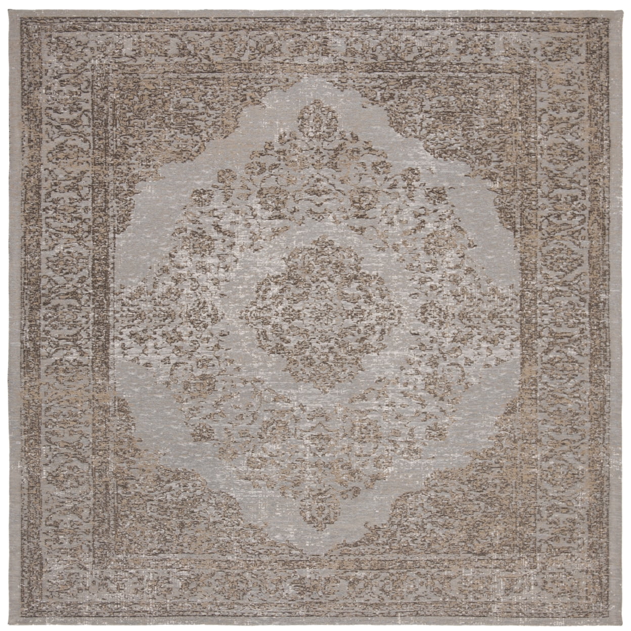 SAFAVIEH Classic Vintage Ivonette Overdyed Border Cotton Runner Rug, Grey, 2'4" x 4'8"