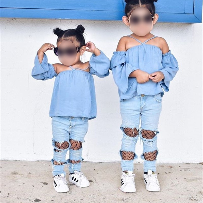 baby girl cut up jeans