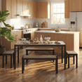 thumbnail image 5 of Aiho 63" 6-Seater Dining Set with 2 Stools & 2 Benches, Wood & Metal, Compact for Small Spaces/Breakfast - Gray, 5 of 7