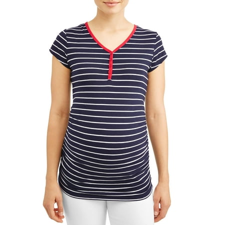 Oh! Mamma Maternity stripe v-neck knit top - available in plus