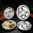thumbnail image 2 of Stainless Steel Round Serving Tray Divided Food Dinner Plates Canteen Lunch Dishes Container Home Dinnerware, 2 of 9