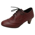 thumbnail image 5 of Dakaela Women's Lace up Pump Oxfords Wingtip Chunky Block Heel Vintage Dress Shoes Casual Mary Jane, 5 of 6