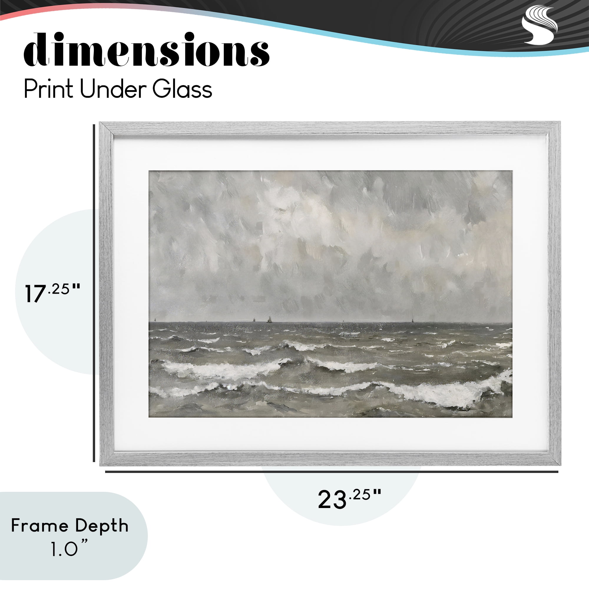 Stupell Industries Stormy Ripples at Sea Gray Framed Print Under Glass, design by Jacky Ngan