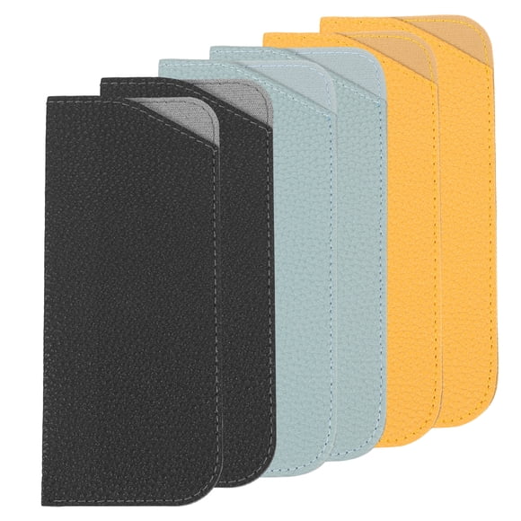 6pcs Sunglass Case Soft Leather Sunglass Pouch Protable Eyeglass Case Travel Glasses Bag for Women Men, Black Blue Yellow