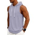 thumbnail image 2 of Yifymode Men's Tank Top Gym Sleeveless Hoodies Summer Casual Hooded Shirts Muscle Bodybuilding Lightweight Sweatshirts,Light Purple L, 2 of 4