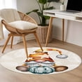 thumbnail image 4 of Fall Pumpkins Round Area Rug 4Ft Washable Circle Rugs for Bedroom Dining Room, Thanksgiving Gnomes Maple Leaf on Linen Non-Slip Carpet Floor Mats Indoor Outdoor Carpet Runner Aesthetic Home Decor, 4 of 8