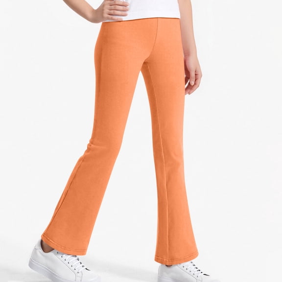Eiyaclvo Flare Leggings for Girls Workout Dance Yoga Pant Casual Elastic Waist Bell Bottom Pants Kids Girls Flare Pants for School
