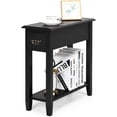 thumbnail image 5 of Favory Narrow End Table, Slim Side Table with Drawer and Open Shelf, Small End Tables for Small Spaces, Narrow Nightstand Bedside Table for Living Room Bedroom, 9.8 x 23.6 x 23.6 inches (1, Black), 5 of 9