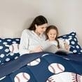 thumbnail image 5 of Manfei Baseball Game 7-Piece Twin Bedding Sets,Ball Sport Bedding Comforter Set,White Deepblue Sheet Sets For Girls Kids,Super Cozy Room Decor Reversible, 5 of 9