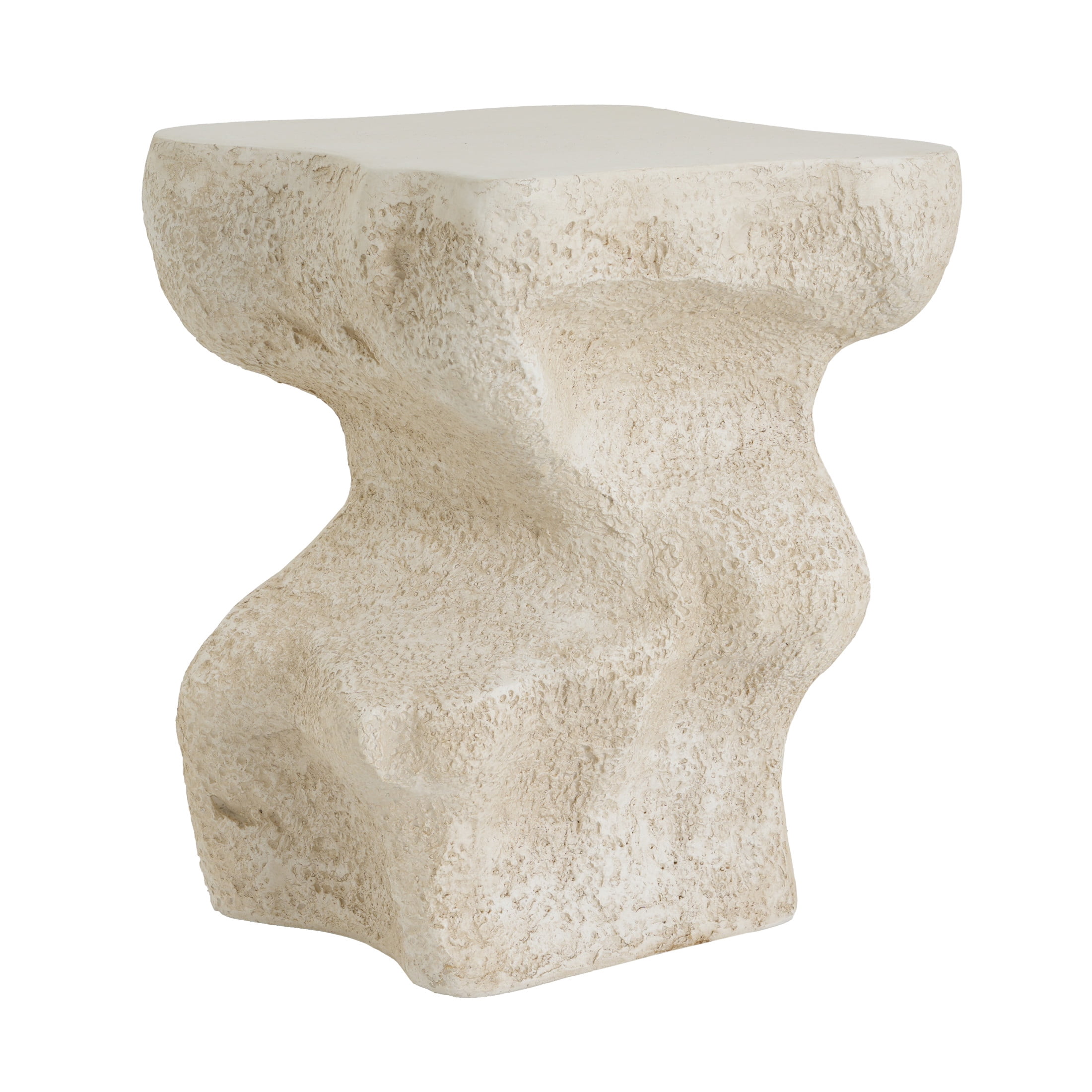 Christopher Knight Home Outdoor Patio MGO Accent Side Table, Abstract Wavy Stone-Look Design, Beige