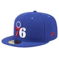 thumbnail image 3 of Men's New Era Royal Philadelphia 76ers Throwback Pennant 59FIFTY Fitted Hat, 3 of 6