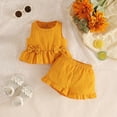 thumbnail image 2 of TOWED22 Toddler Girls Summer Sets 2 Piece Lovely Tank Tops Sleeveless Shorts Clothing Outfits Adorable(Yellow,12-18 M), 2 of 5